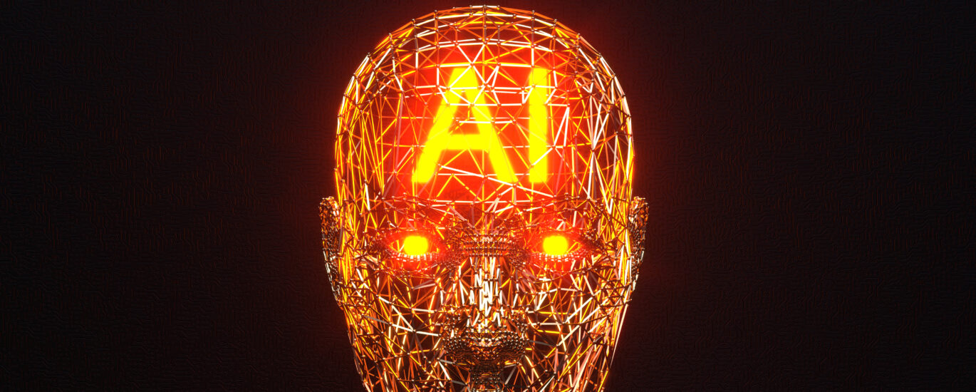 A digital illustration of AI technology generating keywords for content optimization and marketing strategies