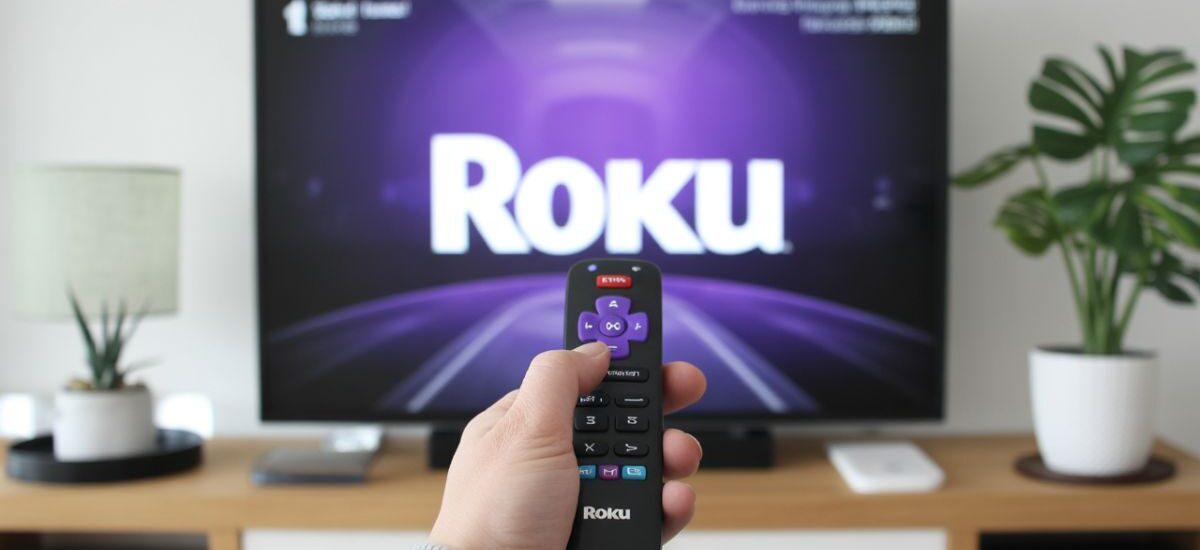 Roku remote being paired with Roku streaming device on screen