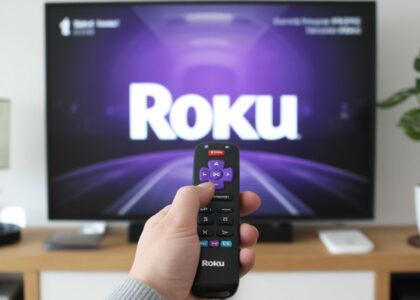Roku remote being paired with Roku streaming device on screen